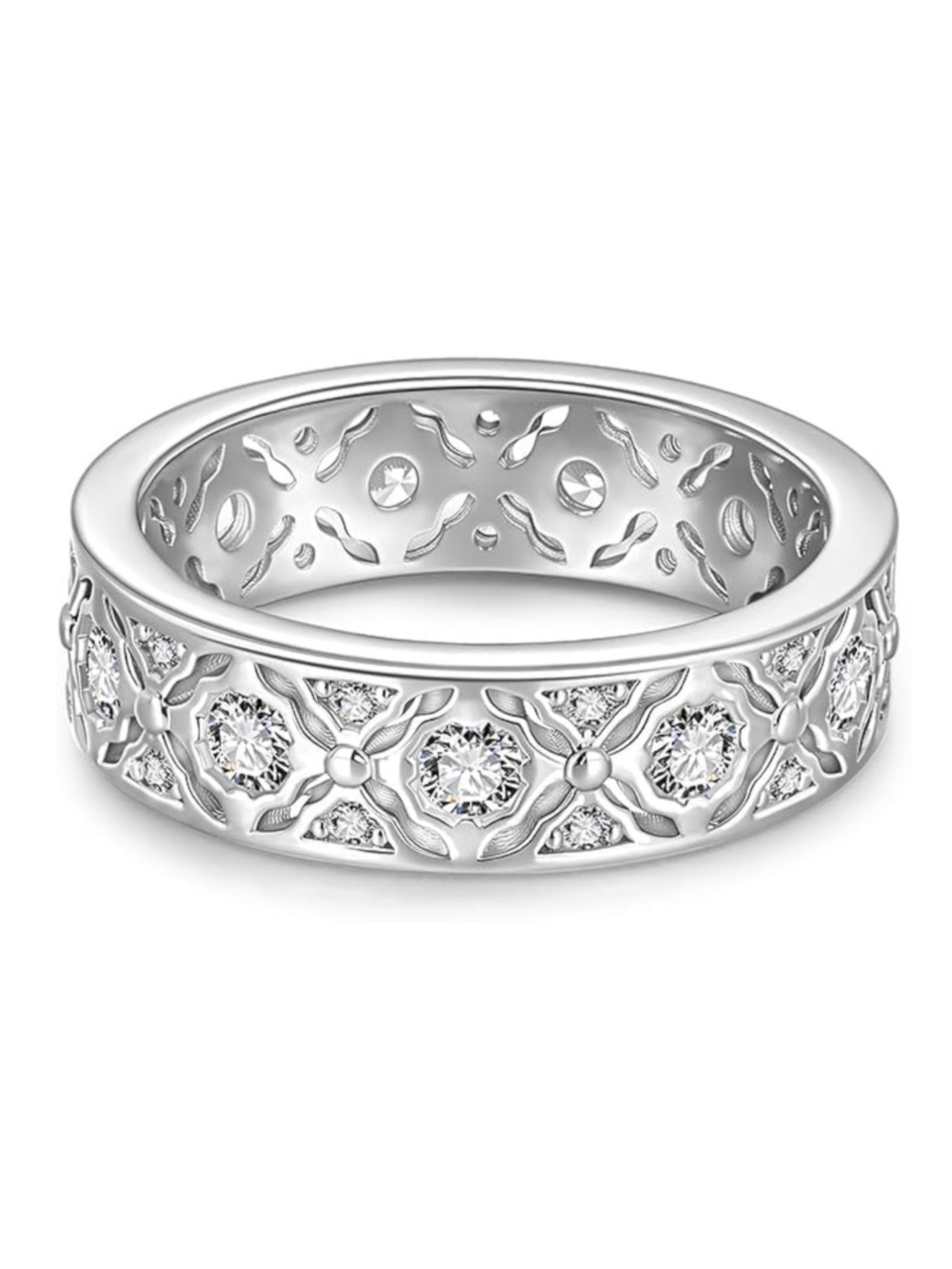 JEULIA 925 Sterling Silver Engagement Ring Eternity Band Moissanite Size 6